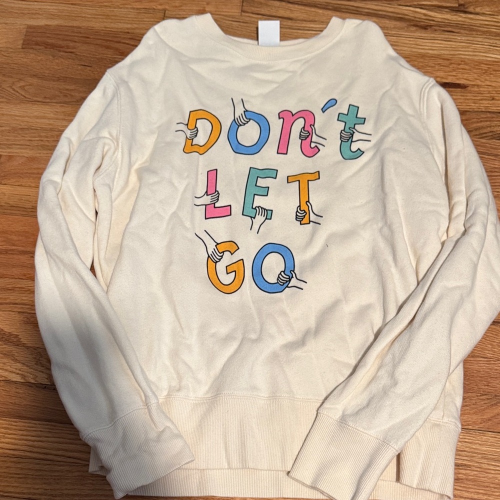 Cream Graphic Sweatshirt with Colorful Text